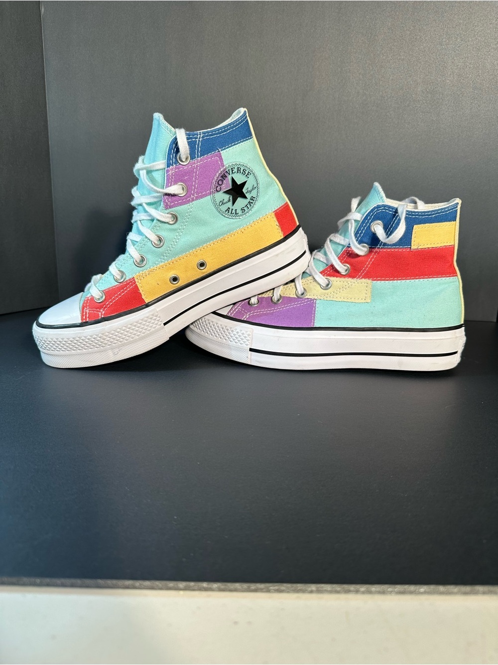 Converse Chuck Taylor All Star Lift Hi Patchwork Color Block Sneaker Womens Sz 8